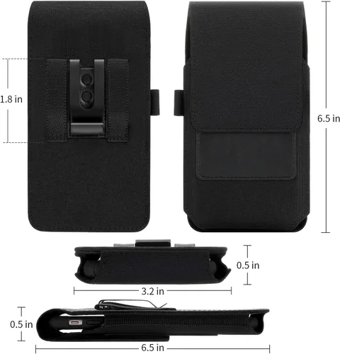 Miniatura 4 de BECPLT Funda de nailon para Galaxy Note 20 Ultra 5G S24+ para cinturón negro con clip para cinturón para iPhone 15 Pro Max 14 Pro Max 13 Pro Max 12