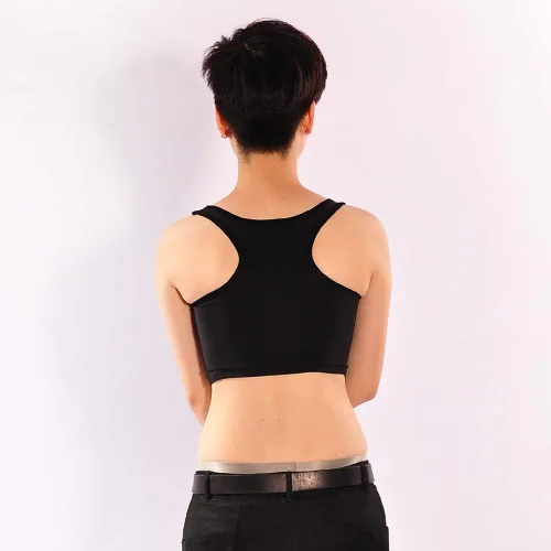 Miniatura 4 de BaronHong Mujeres Lesbianas Tomboy Zip Up Tank Top Chaleco Pecho Binder Vendaje más fuerte