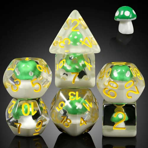 Miniatura 15 de Juego de dados de conejo DND, DNDND 7 dados poliédricos de resina con bolsa de terciopelo para juegos de rol D&D Dungeons and Dragons