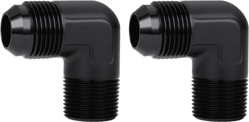 Miniatura 17 de 3AN macho Flare a 1/4 NPT tubo macho 90 grados codo adaptador unión aluminio negro
