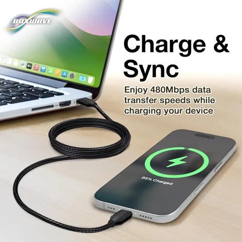 Miniatura 4 de BoxWave Cable compatible con GameSir G7, cable PD DirectSync (3 pies), USB-C a USB-C (100 W), cable trenzado tipo C de carga y sincronización de 3