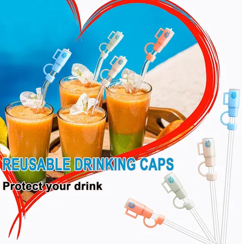 Miniatura 6 de Fundas de paja de silicona compatibles con vasos Stanley, paquete de 4 adornos de paja para tazas de 30 y 40 onzas