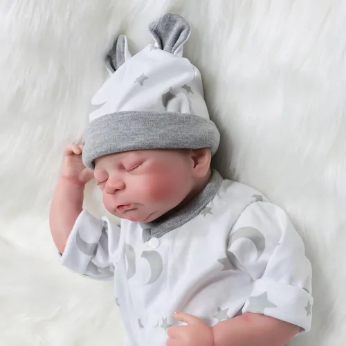 Miniatura 3 de Muñecas realistas de bebé recién nacido, de 22 pulgadas, de vinilo suave, con ropa de estrellas y luna, regalo de cumpleaños para niños a partir
