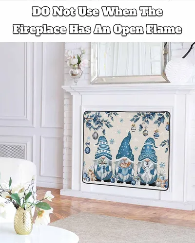 Miniatura 3 de Cubierta magnética azul para chimenea, detiene la pérdida de calor, pantalla de chimenea para interiores, bolas de gnomos de Navidad, árbol de copo