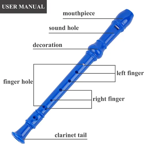 Miniatura 5 de Flauta para principiantes, niños y adultos, 8 agujeros, soprano, flauta de música con varilla de limpieza y funda de cuero para estudiantes