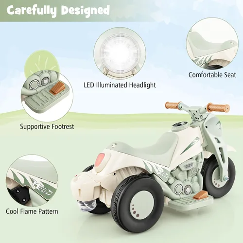 Miniatura 5 de Costzon Motocicleta Infantil, Motocicleta Eléctrica de 6V con Pilas, con Fabricante de Burbujas, Música, Faro LED, Hacia Adelante y Hacia Atrás
