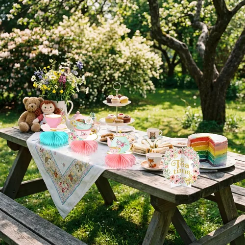 Miniatura 7 de 12 piezas de decoración de fiesta de té, tetera floral, centros de mesa de panal de abeja, decoración de mesa de fiesta de té para princesa