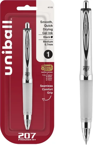 Uni-Ball 207 Premier, pluma de gel retráctil, punta mediana (1.0mm), negra, 1 paquete