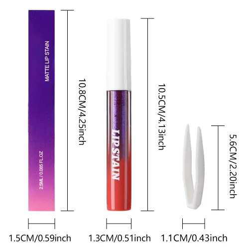 Miniatura 7 de evpct Tintas de labios que se despegan de color rojo mauve profundo con pinza, lápiz labial líquido mate de larga duración, resistente al agua
