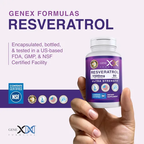 Miniatura 8 de Genex Formulas Resveratrol de 1500 mg con BioPerine para absorción (paquete de 3) Cápsulas orgánicas de trans-resveratrol de Knotweed japonés