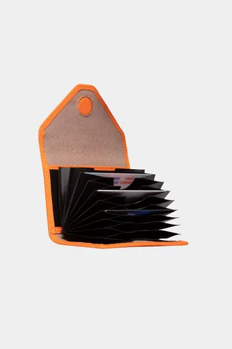 Miniatura 4 de grande Estuches para tarjetas 3639, Naranja, Tarjetero de cuero con cierre magnético, cartera pequeña de acordeón para mujer