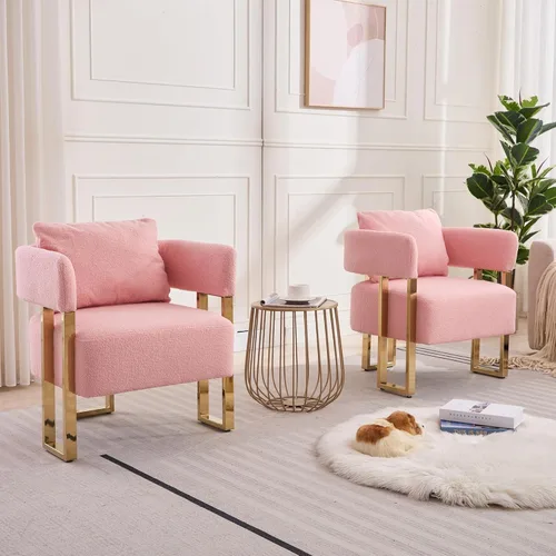 Miniatura 16 de YISHENG Silla decorativa con respaldo ajustable de 6 ángulos (90° –180°), silla de sala de estar de tela de felpilla, silla de salón tapizada, silla