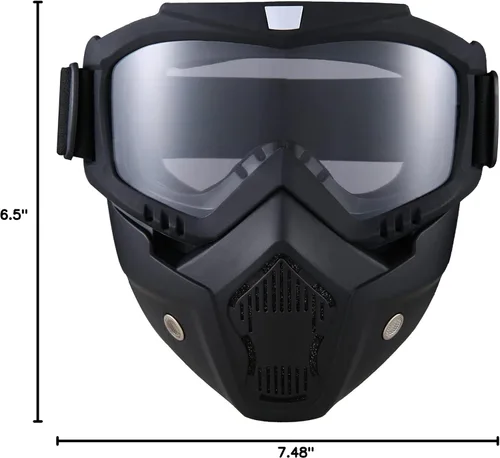 Miniatura 7 de Máscara de Paintball Anti-Vaho, Gafas para Casco de Motocicleta con Máscara Facial Extraíble, Gafas de Motocross Ajustables Transparente