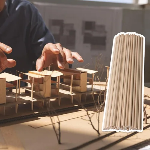 Miniatura 6 de Varillas redondas de madera de abedul de 12.0 in de longitud y 0.197 in de diámetro, para construcción de lollies, modelo arquitectónico, paquete