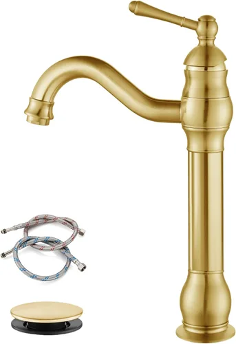 Miniatura 20 de gotonovo Grifo para lavabo, diseño de 360° con salida giratoria, manija única, grifo alto para baño de 1 agujero, lavabo de granja, mezclador