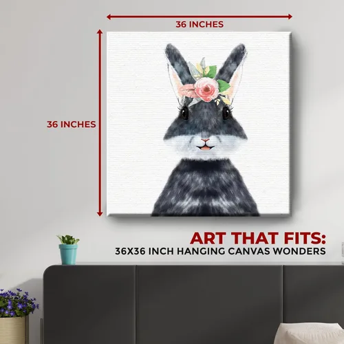 Miniatura 3 de Mavis Print - Lienzo decorativo para pared con diseño de conejo/conejo, 36 x 36 pulgadas, decoración de pared de animales impresos en HD y marco