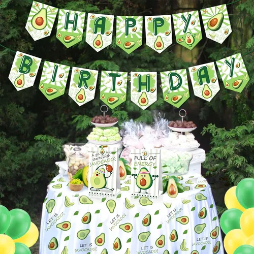 Miniatura 6 de 1 pancarta temática de aguacate, suministros de fiesta para decoración de frutas de aguacate, fiesta de cumpleaños, banderines