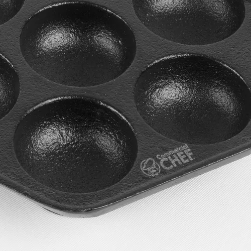 Miniatura 5 de Sartén de hierro fundido para panqueques daneses aebleskiver de Commercial CHEF, Utensilio de cocina de hierro fundido presazonado para bolitas