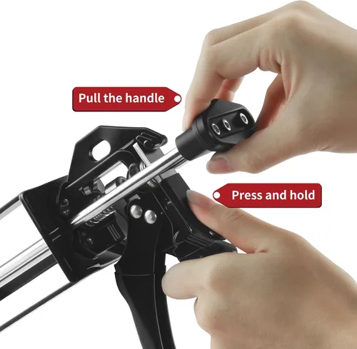 Miniatura 5 de Pistola epoxi de 6.8 fl oz de doble componente profesional resistente de metal para cartuchos duales, aplicador de epoxi 1:1 y 2:1 para unión