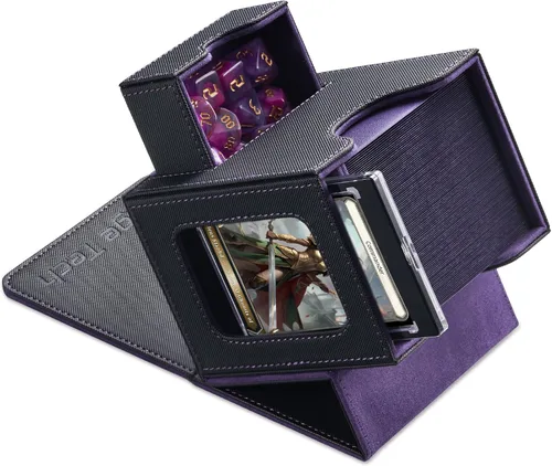 Miniatura 12 de Mage Tech Caja de cartas para MTG Commander, diseño patentado, pantalla Commander, se adapta a 100 tarjetas de doble manga, ladrillo de tarjetas