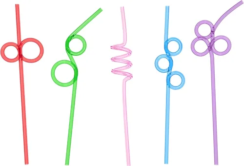 Miniatura 3 de Fiesta First 10 Pajitas Cortas Locas y Divertidas Premium para Niños Surtidas, Pajitas de Beber en Espiral Retorcidas Giratorias Divertidas