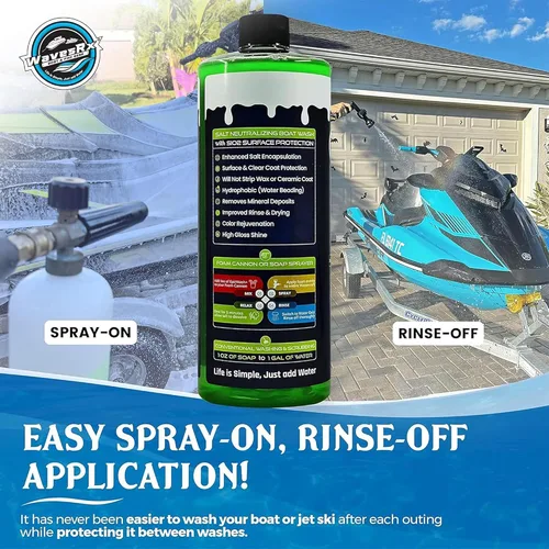Miniatura 3 de WAVESRX Jabón neutralizante de sal y lavado de moto acuática con protección de superficie SiO2 (EpicWash +), limpiador de grado marino elimina sal