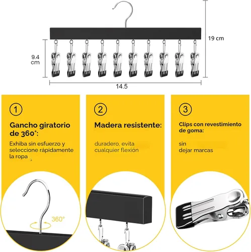 Miniatura 5 de Organizador de leggings para armario, perchas para pantalones con clips con capacidad para 20 leggings, jeans, sombreros, pantalones cortos