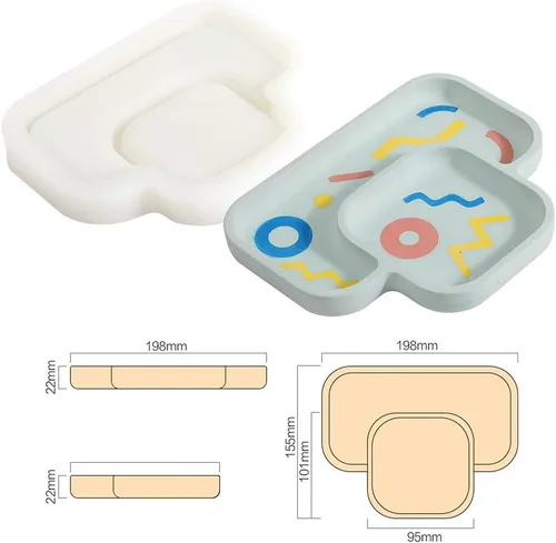 Miniatura 2 de Bandeja de hormigón Molde de silicona Herramienta decorativa creativa para el hogar para frutas Snack Plate Almacenamiento de joyas Pulsera SH0692