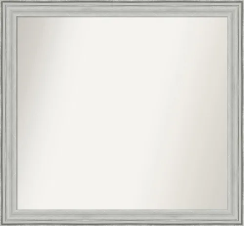 Miniatura 562 de Amanti Art Espejo de baño plateado para sobre fregadero, 25 x 25 pulgadas, espejo de tocador cuadrado estrecho de níquel cepillado, marco de madera