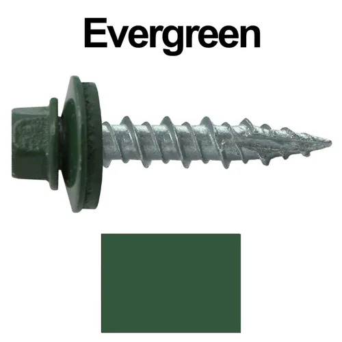 Miniatura 3 de 10 x 1 Tornillos de metal Evergreen para techos – Cabezal hexagonal – Arandela autoinicial/roscado – Arandela EPDM. 1 bolsa – 250 tornillos