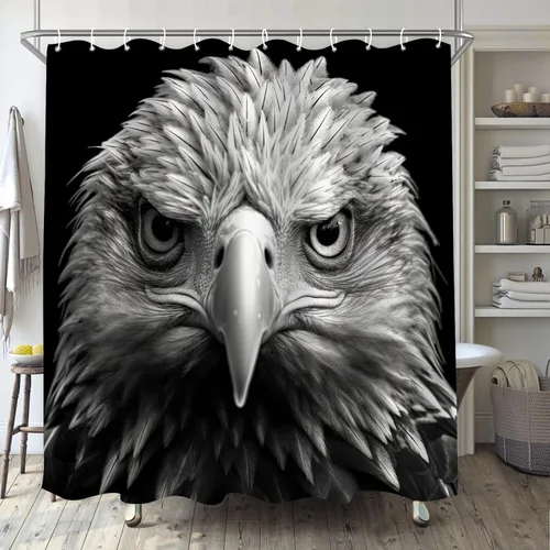 Miniatura 12 de Cortina de ducha de alpaca para baño, juego de cortina de ducha bohemia en blanco y negro, tela animal, decoración de baño moderna impermeable
