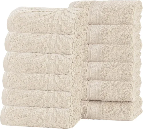 Miniatura 35 de Superior Juego de toallas surtidas de algodón Chevron de 12 piezas, cero torsión, secado rápido, artículos esenciales para el hogar, ducha, spa