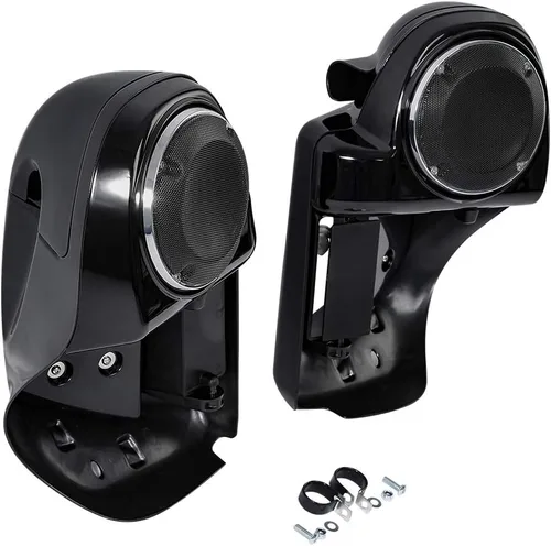 Miniatura 4 de XMT-MOTO Carenado inferior ventilado negro brillante con caja de altavoz de 16.5 cm para Harley Touring Road King FLHR Road Glide FLTRX Street Glide
