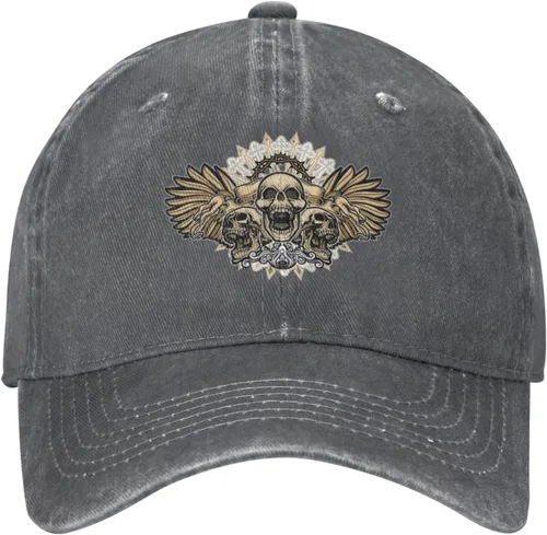 Miniatura 2 de Cowboy Hat Trendy Hats for Man and Women Djustable Four Season Outdoor Baseball Cap of Hell Skull with Angel Deep Heather