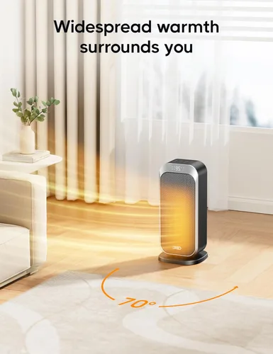 Miniatura 11 de Dreo Calentador de espacio silencioso, calentadores portátiles de 1500 W para uso en interiores con control remoto, oscilación de 70°, cerámica PTC