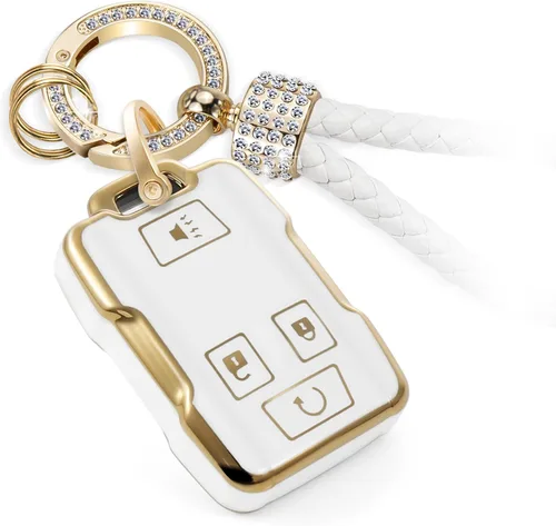 Miniatura 41 de para llavero de Cadillac con funda de TPU con superficie granulada y cuerda trenzada metálica, funda de llavero mejorada para 2020 en adelante CT4