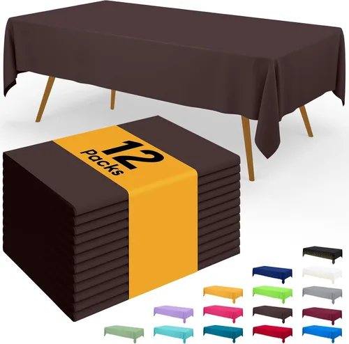 Miniatura 51 de Smiry - Juego de 6 manteles desechables, 54 x 78 pulgadas, manteles impermeables rectangulares para fiestas, cubierta de mesa de plástico