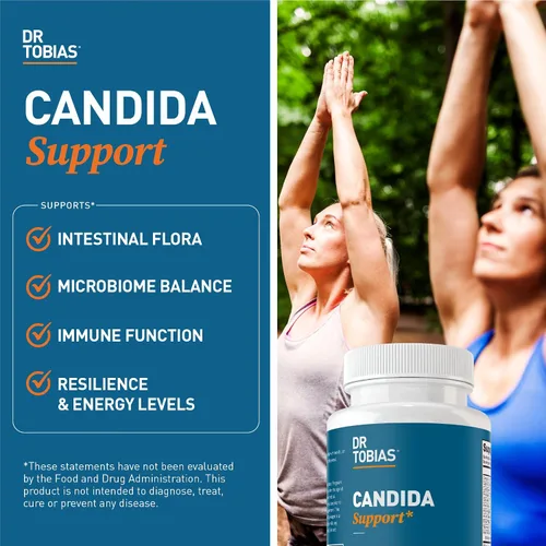 Miniatura 4 de Dr. Tobias Candida Support, complejo de equilibrio de flora intestinal con orégano, ácido caprílico, enzimas y probióticos, apoya la limpieza
