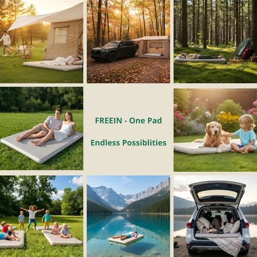 Miniatura 7 de Freein Colchoneta de dormir de 4 pulgadas, colchón inflable con soporte firme de 7 PSI, tienda portátil de inflado rápido y cama de campamento