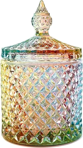Miniatura 15 de Frasco de vidrio para caramelos de Navidad con relieve de lujo, con tapas, para joyas, tarros de caja de joyería small crown