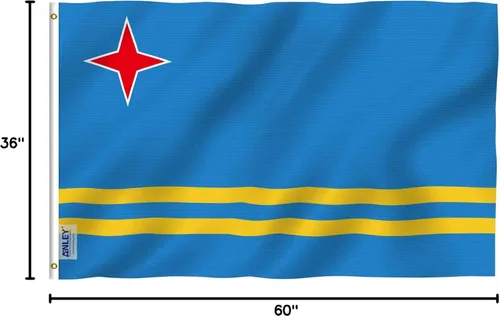 Miniatura 7 de Anley Fly Breeze - Bandera de Aruba de 3 x 5 pies, color vivo y a prueba de decoloración, cabecera de lona y doble costura, banderas de Aruba
