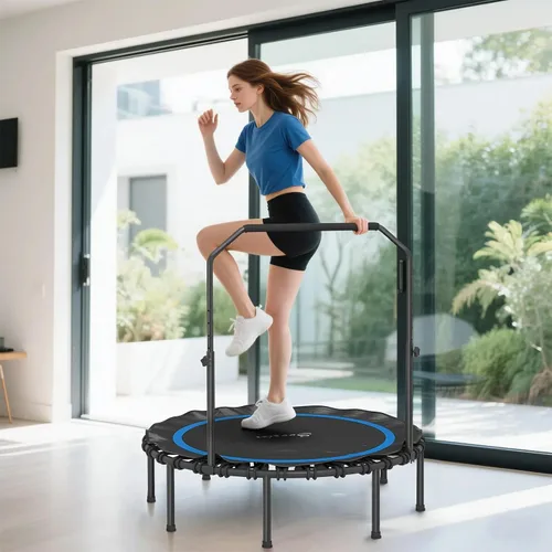 Miniatura 8 de Trampolín de fitness plegable de 40/48 pulgadas, mango de espuma ajustable, rebote silencioso y estable para gimnasio en casa, niños y adultos