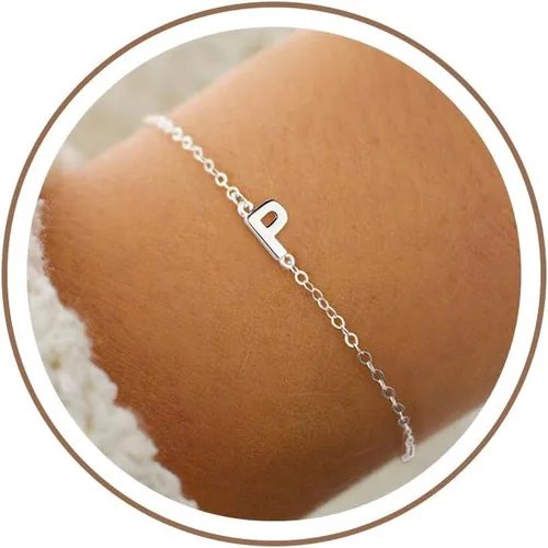 Miniatura 31 de Turandoss - Pulseras de oro con iniciales para mujeres y niñas - Joyería ideal para regalo - Pulsera chapada en plata u oro de 18 k con letras