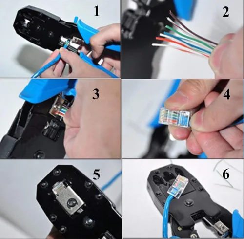 Miniatura 3 de Gaobige Kit de herramientas de crimpado rj45, herramienta de crimpado Cat5 Cat5e con 100 conectores RJ45 Cat5, 20 cubiertas de conector RJ45 Cat5e