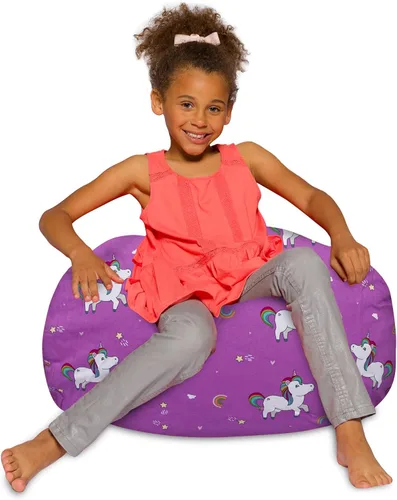 Miniatura 65 de Posh Creations - Sillón puff para niños, adolescentes y adultos, incluye funda extraíble y lavable a máquina, tamaño mediano de 27 pulgadas, lona