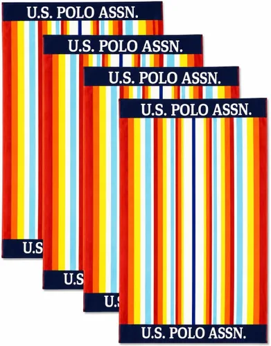 Miniatura 38 de U.S. Polo Assn. Toalla de playa de gran tamaño (40 x 70 pulgadas), diseño náutico a rayas, de lujo, algodón de felpa de calidad de hotel para baño