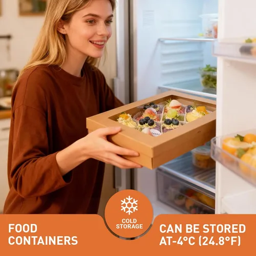 Miniatura 5 de Caja de cartón desechable extra grande para repostería, paquete de 5 unidades, caja fuerte con tapa para 8-10 personas que vayan, tabla