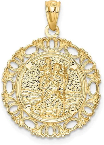 Miniatura 3 de 14K con medalla de San Cristóbal de rodio de 0.974in, 0.709in, estilo C4714, Metal, no conocido