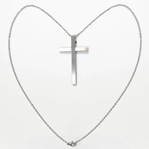 Miniatura 6 de Collar de cruz de defensa personal, cadena de 21 pulgadas, herramienta de protección oculta de acero inoxidable con bloqueo de seguridad, Acero