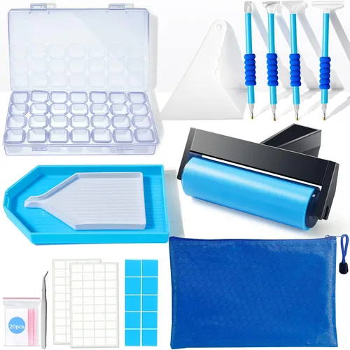 Miniatura 8 de Suptikes 110 herramientas y accesorios de pintura de diamante con 44 ranuras para pintura de diamante para adultos o niños, se aplica a pintura